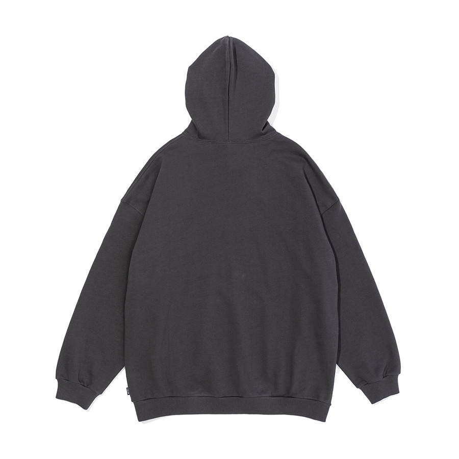 STATE APPLIQUE HOOD CHARCOAL GRAY
